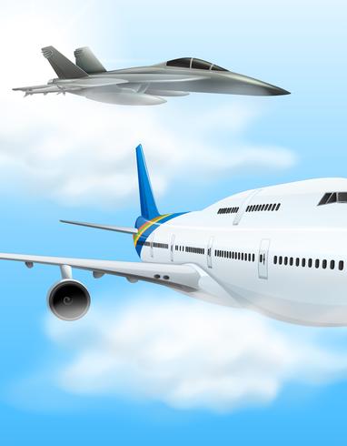 Avião Comercial e Avião de Combate vetor