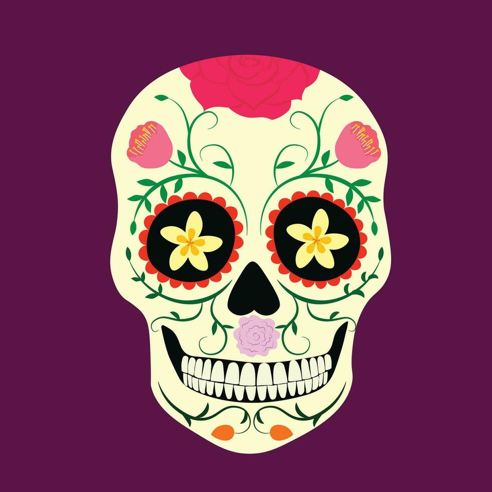 açúcar crânio plano vetor dentro desenho animado estilo. dia do a morto conceito. dia de los mortos. mexicano tradicional cultura.