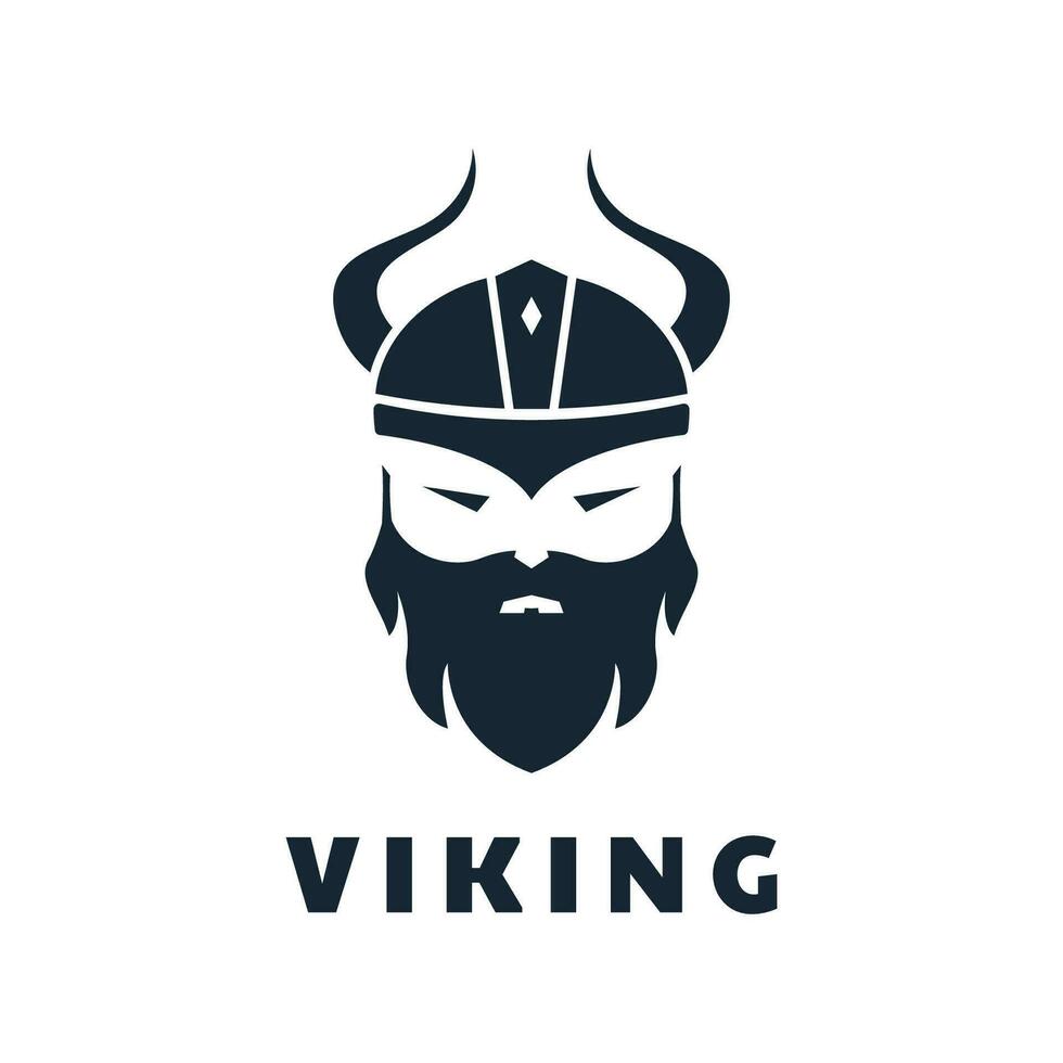 mão desenhado viking cabeça capacete logotipo modelo vetor