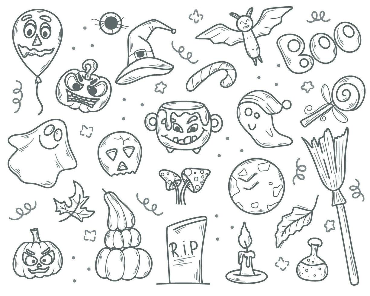 ilustração de halloween desenhada à mão de bruxas fofas voando com doces  10502988 Vetor no Vecteezy