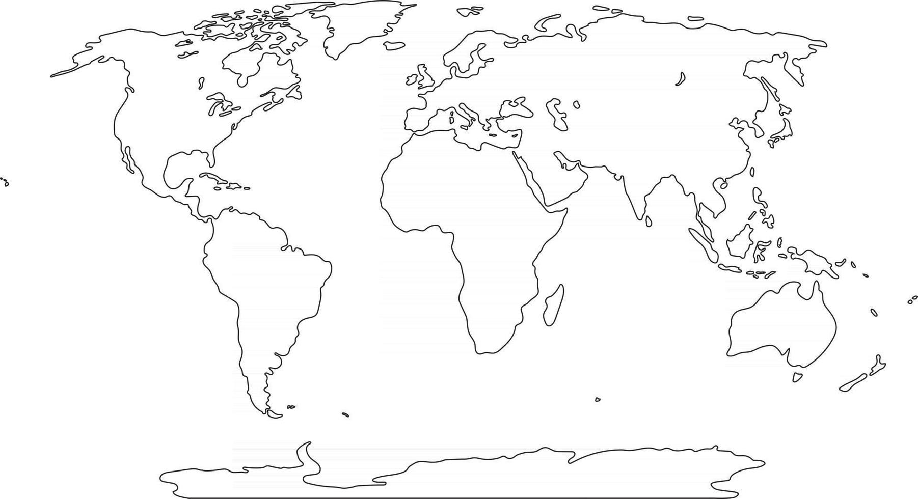 esboço de mapa-múndi à mão livre em fundo branco vetor