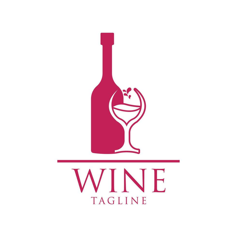 garrafa de vinho e logotipo de vidro vetor