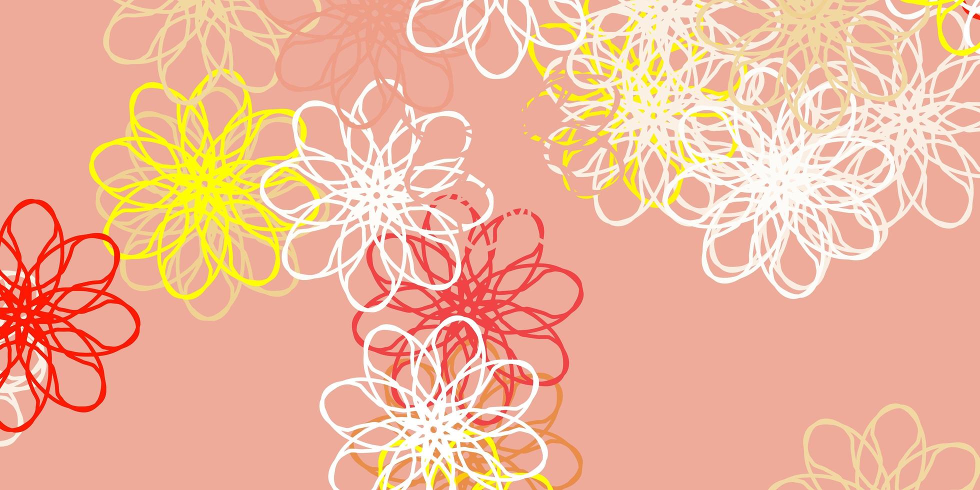 fundo do doodle do vetor laranja claro com flores.