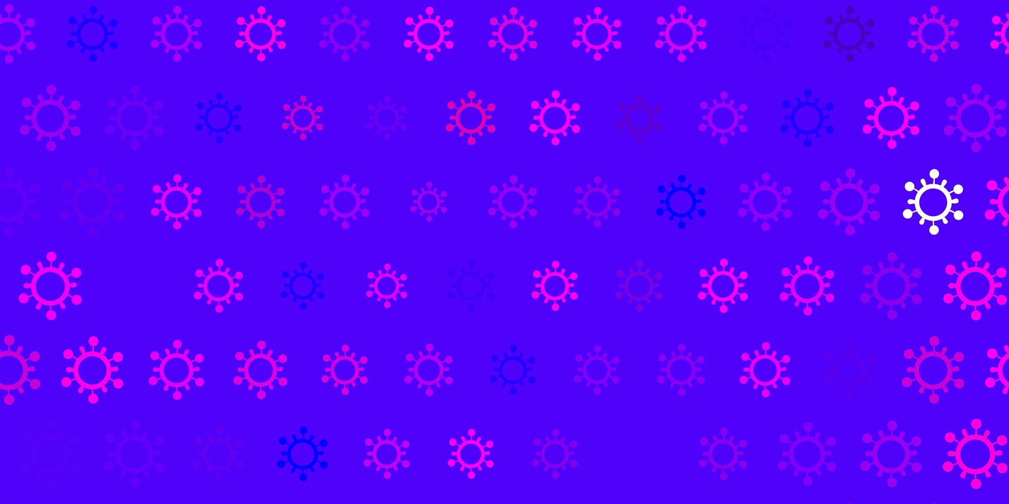 pano de fundo vector roxo e rosa escuro com símbolos de vírus.