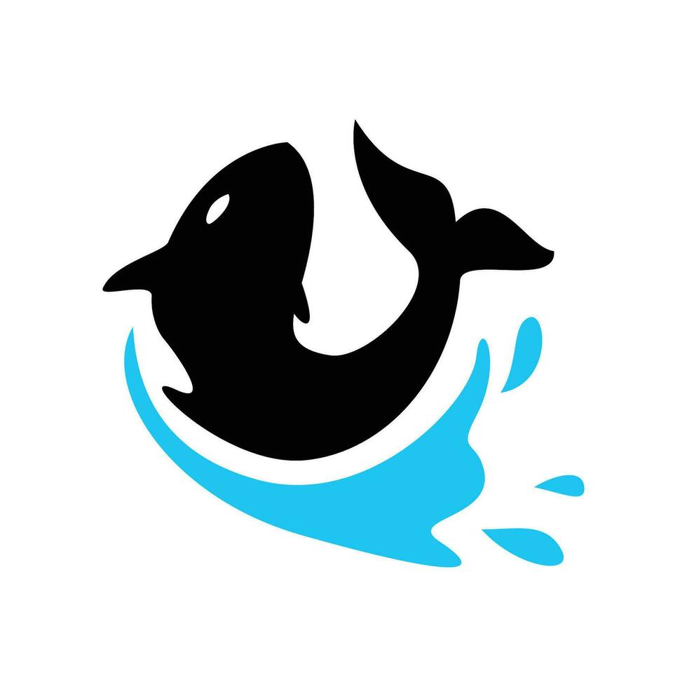 design de silhueta de orca. vetor de logotipo de peixe predador. ilustração de animais aquáticos.