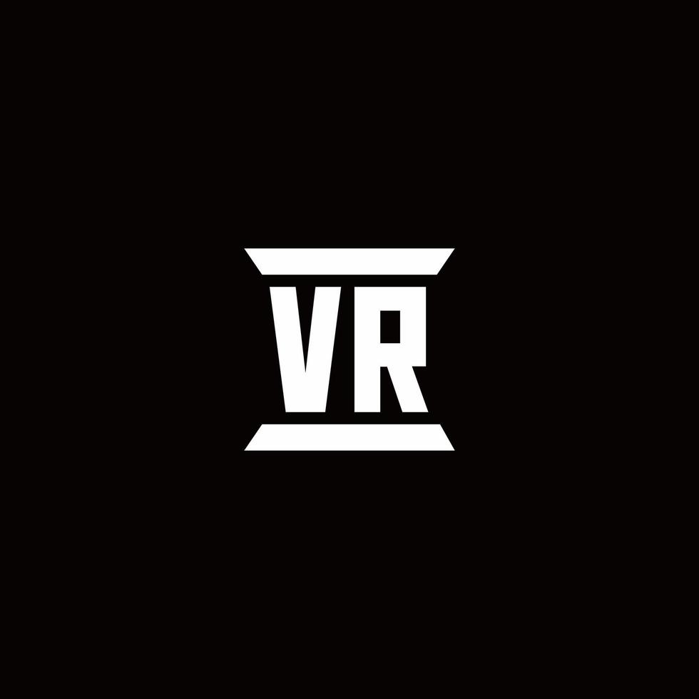 Monograma de logotipo vr com modelo de design de forma de pilar vetor