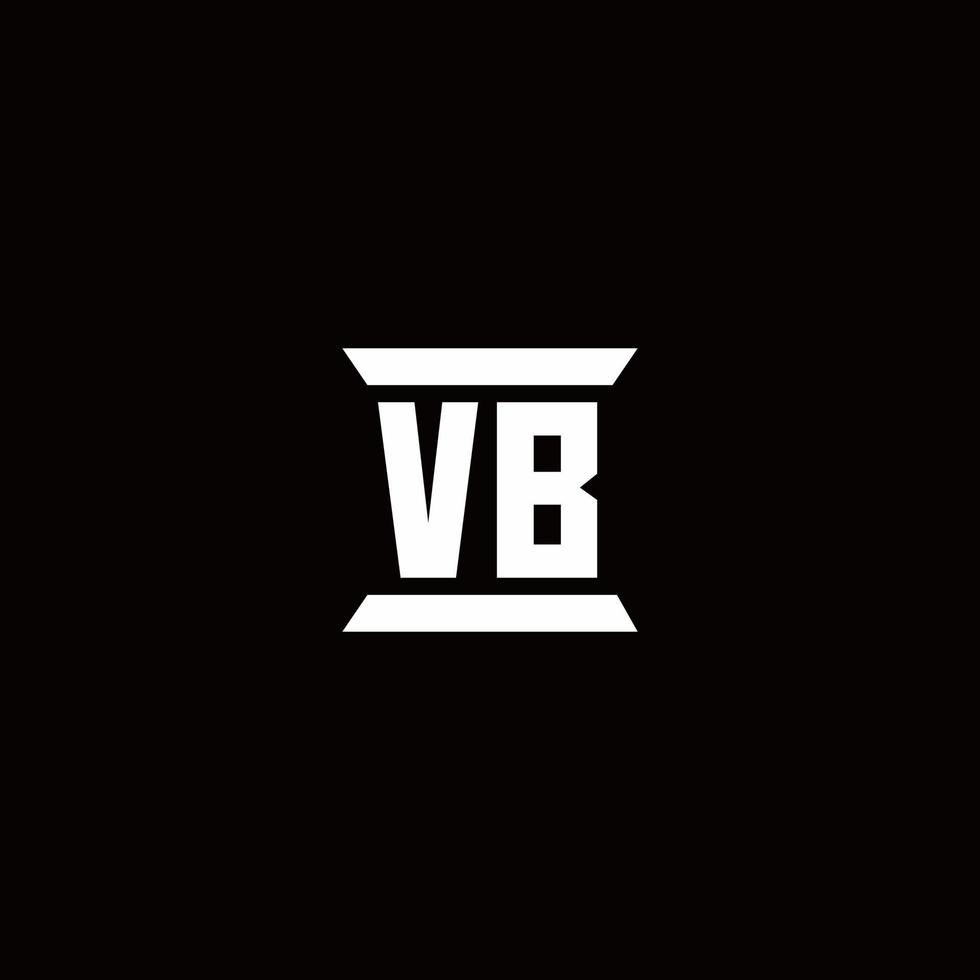 Monograma de logotipo vb com modelo de design de forma de pilar vetor