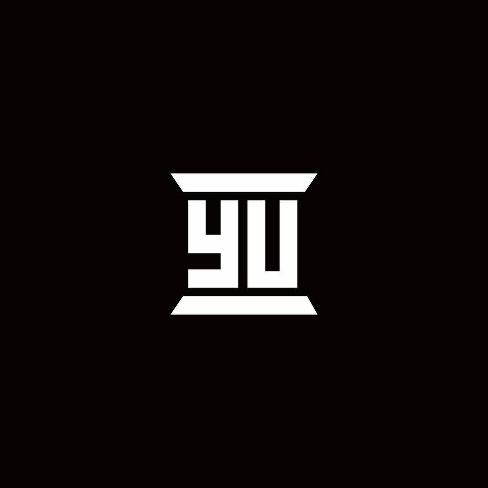 Monograma do logotipo da yu com modelo de design em forma de pilar vetor