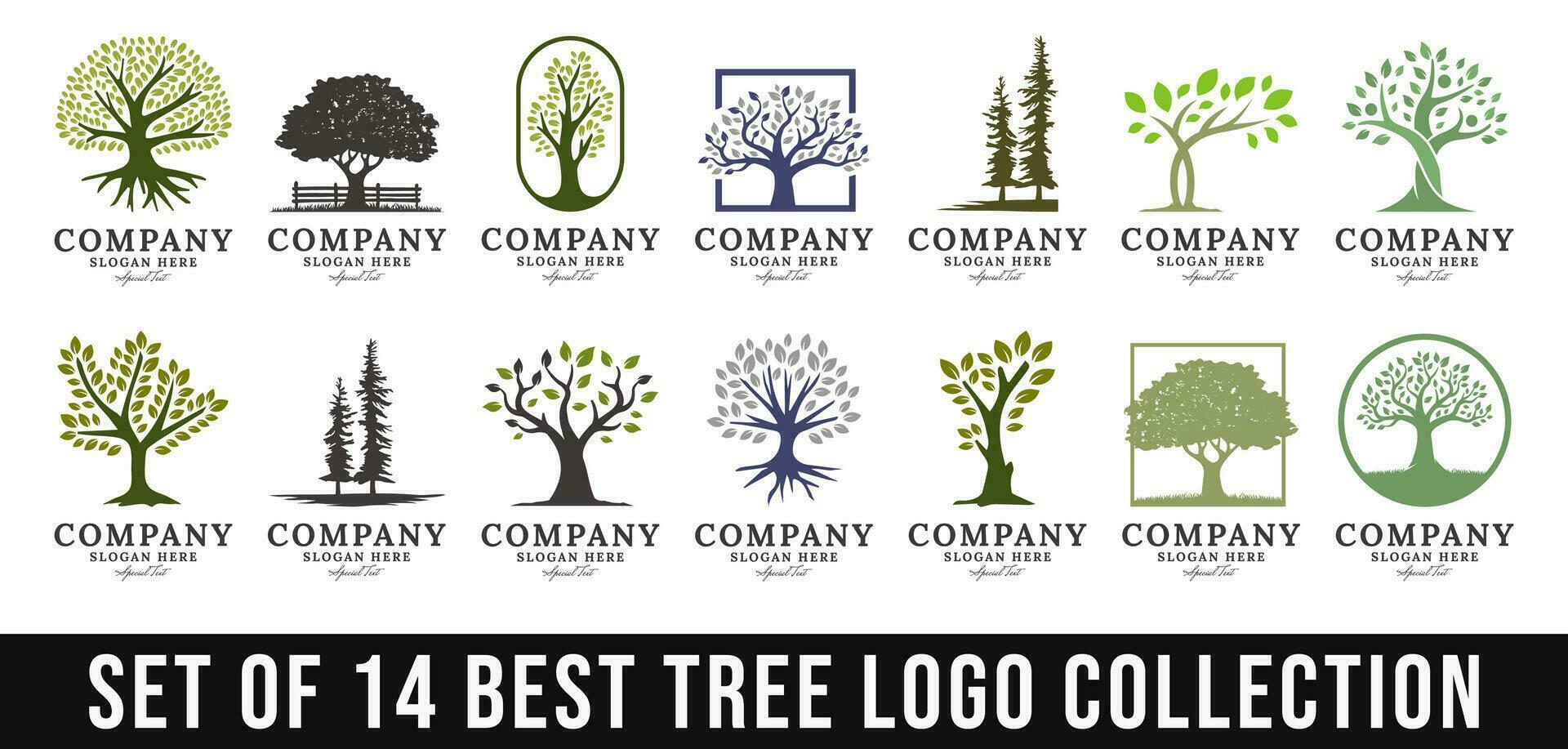 árvore logotipo coleção definir, perfeito para companhia logotipos, o negócio e branding. vetor