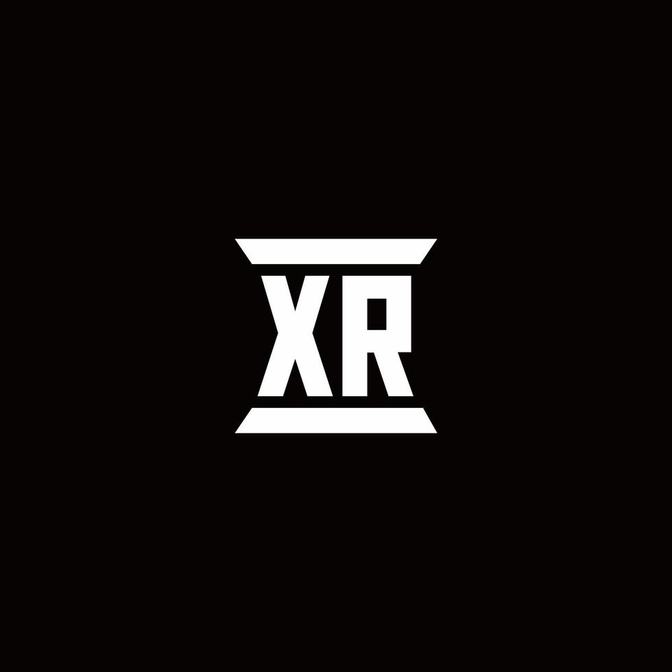 Monograma do logotipo xr com modelo de design em forma de pilar vetor