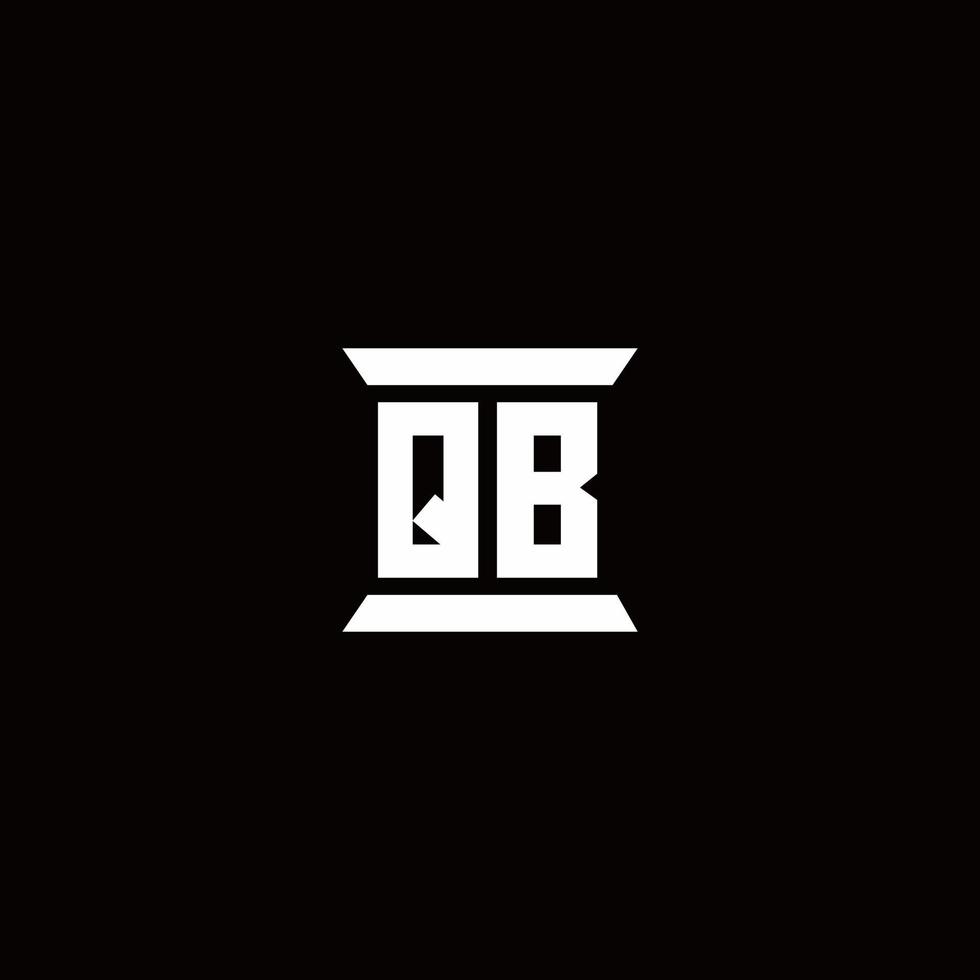 Monograma do logotipo qb com modelo de design em forma de pilar vetor