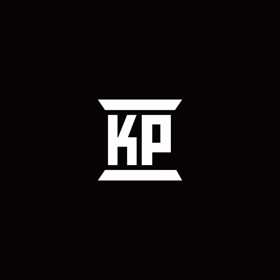 Monograma do logotipo da kp com modelo de design em forma de pilar vetor