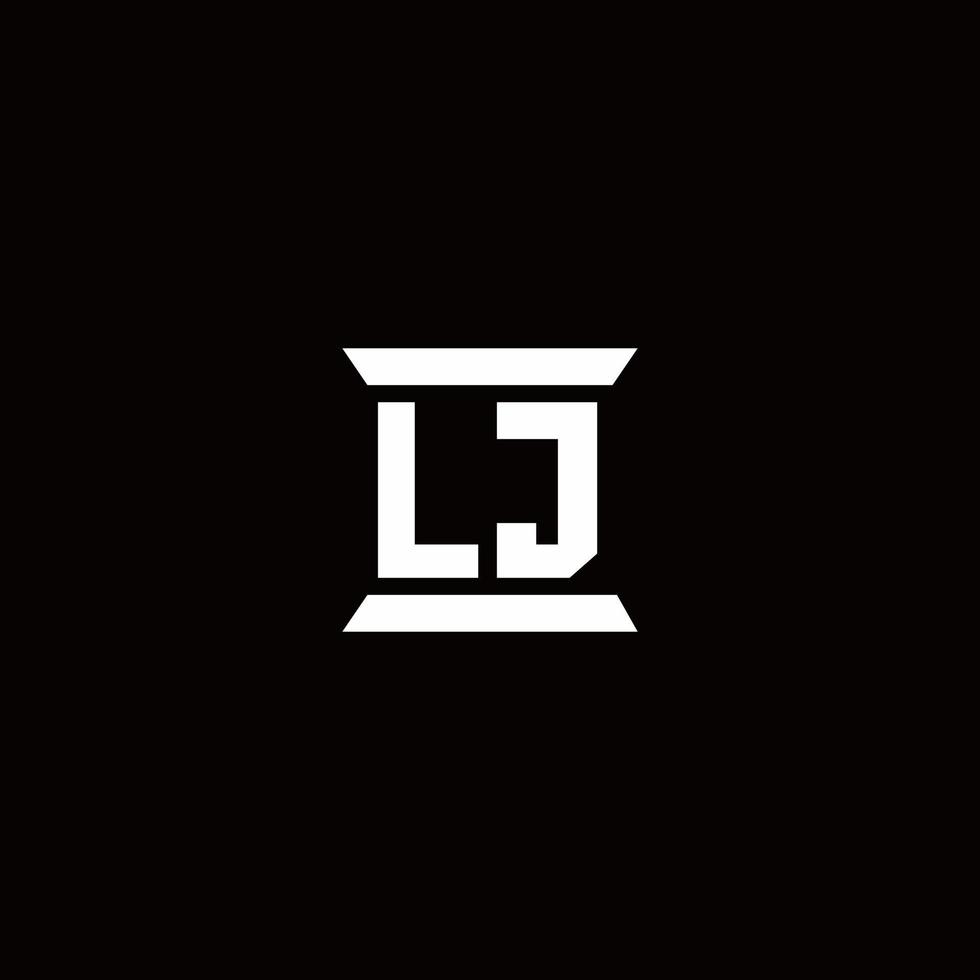 Monograma do logotipo lj com modelo de design em forma de pilar vetor