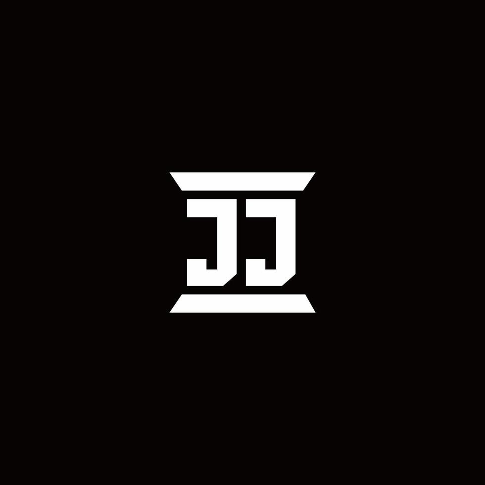 Monograma do logotipo da jj com modelo de design em forma de pilar vetor