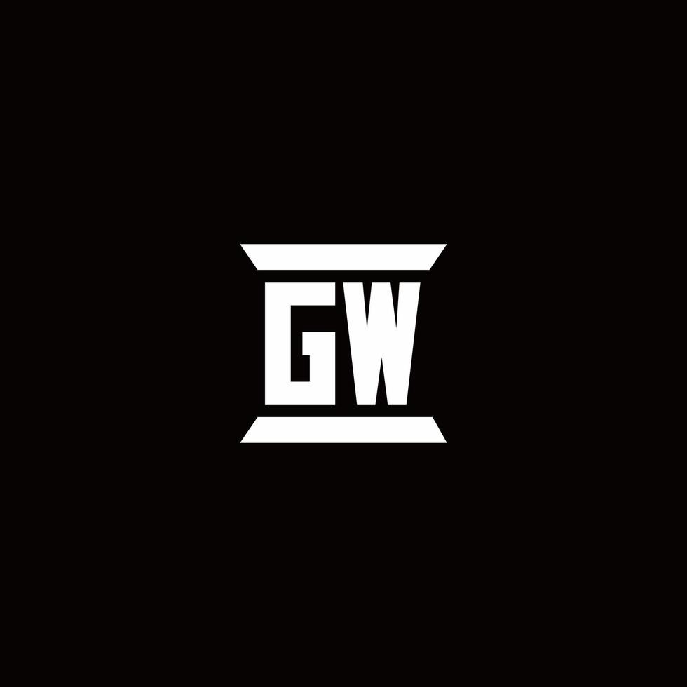 Monograma do logotipo gw com modelo de design em forma de pilar vetor