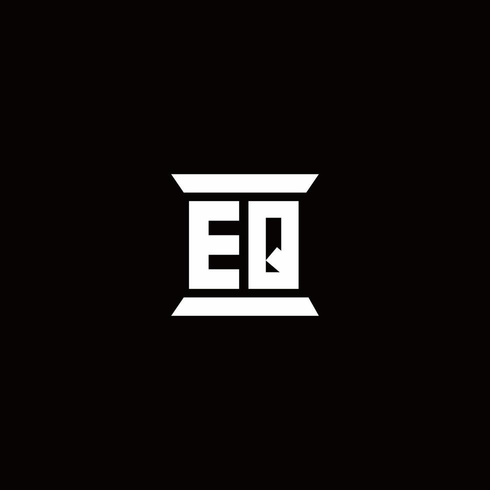 Monograma do logotipo eq com modelo de design em forma de pilar vetor