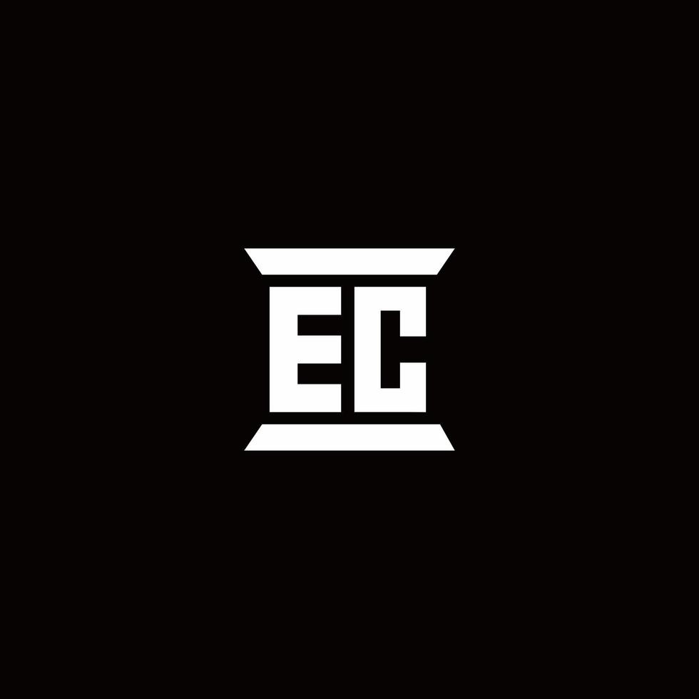 Monograma do logotipo da ec com modelo de design em forma de pilar vetor