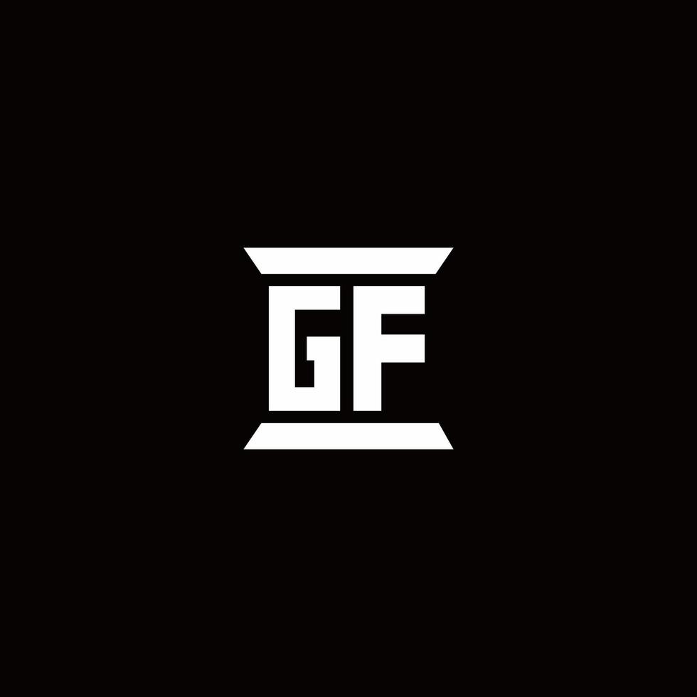 Monograma do logotipo da gf com modelo de design em forma de pilar vetor