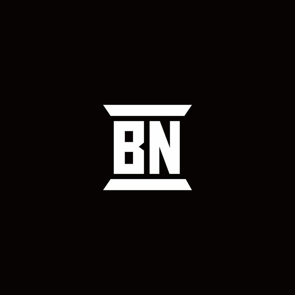 Monograma do logotipo da bn com modelo de design em forma de pilar vetor