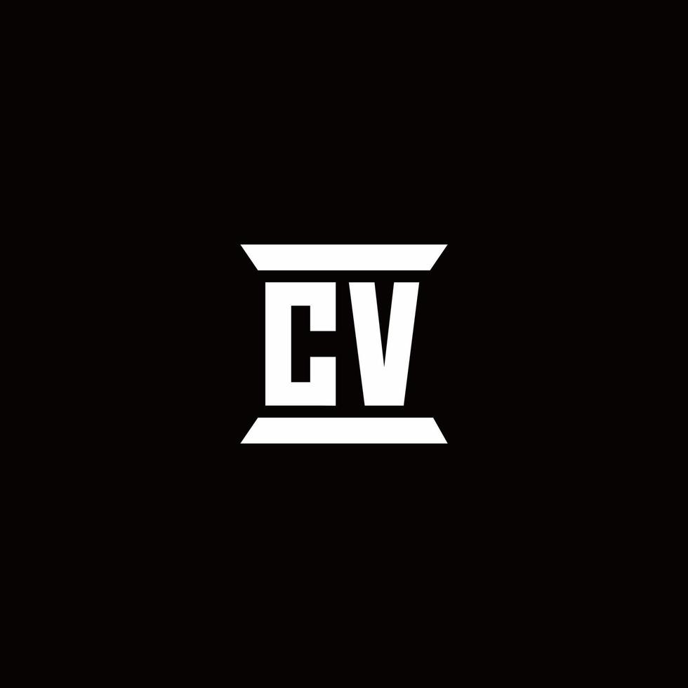 Monograma de logotipo cv com modelo de design em forma de pilar vetor
