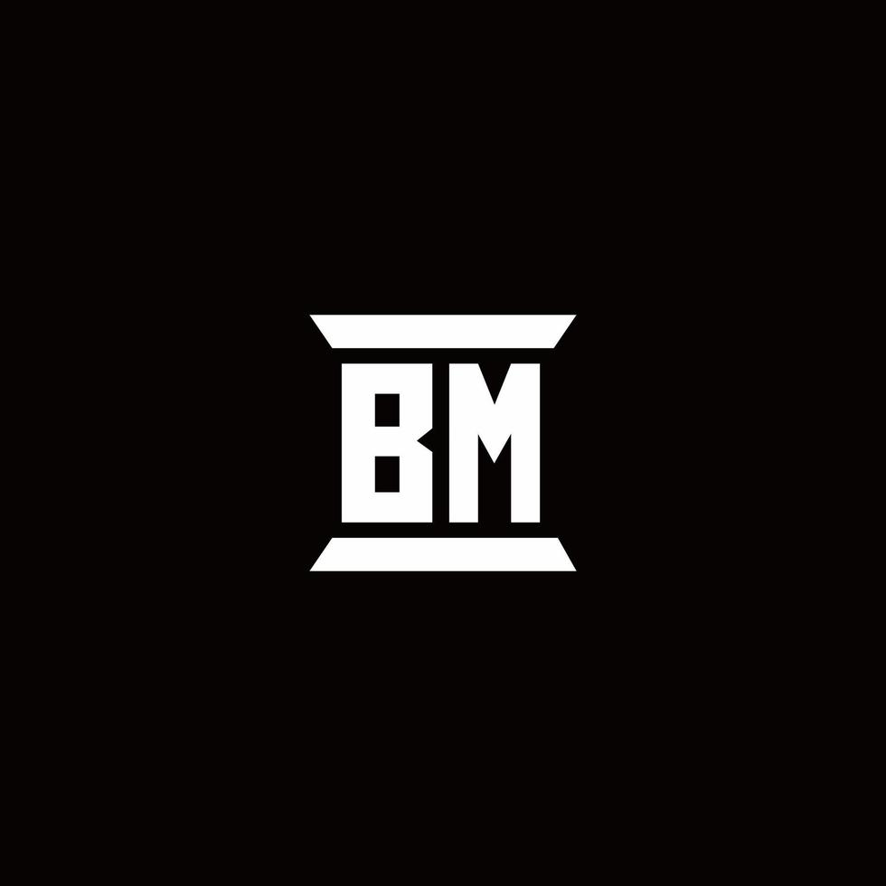 Monograma do logotipo da bm com modelo de design em forma de pilar vetor
