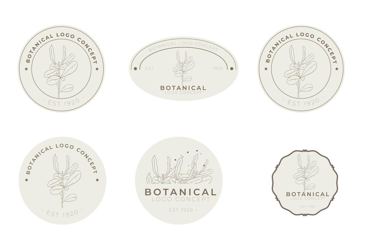 pacote de logotipo floral minimalista botânico estilo vintage retrô vetor