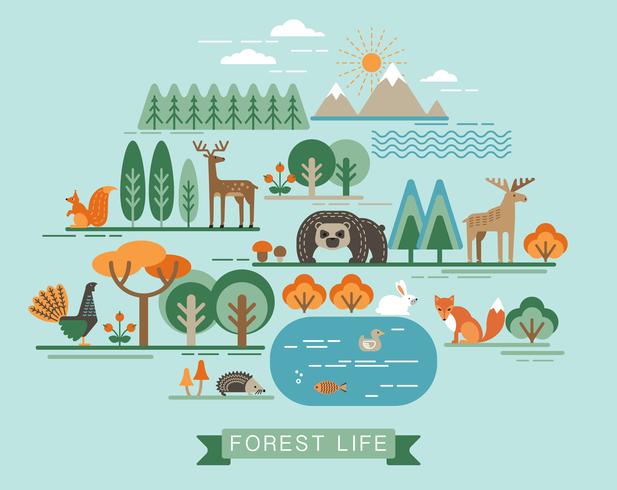 Ilustração do vetor da vida da floresta.