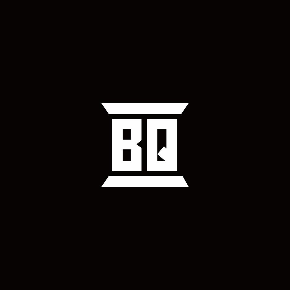 Monograma do logotipo da bq com modelo de design em forma de pilar vetor