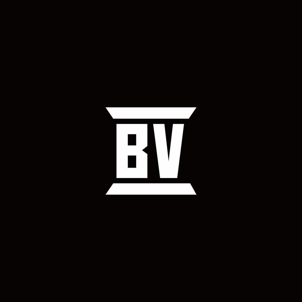 Monograma do logotipo da bv com modelo de design em forma de pilar vetor