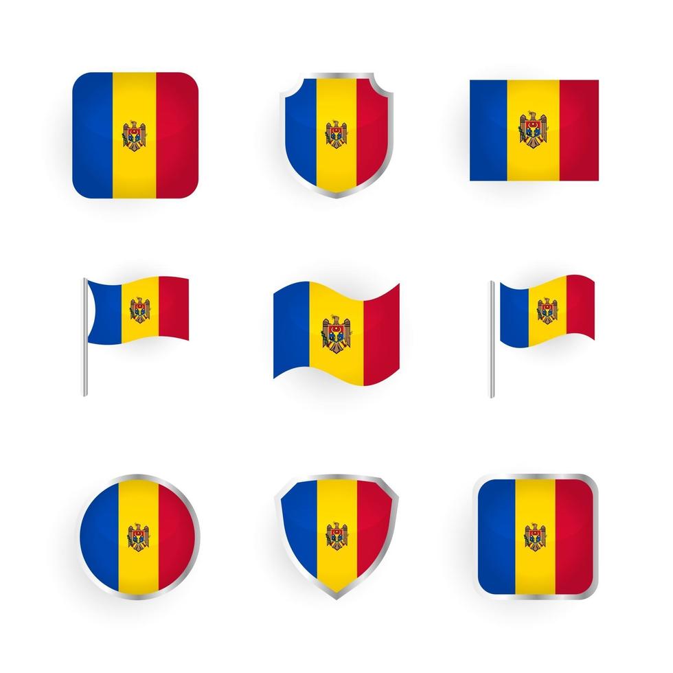 conjunto de ícones da bandeira da moldávia vetor