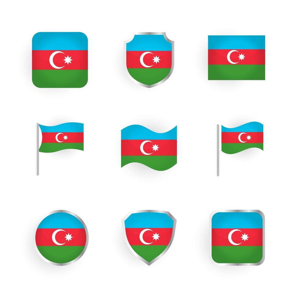 conjunto de ícones de bandeira do azerbaijão vetor