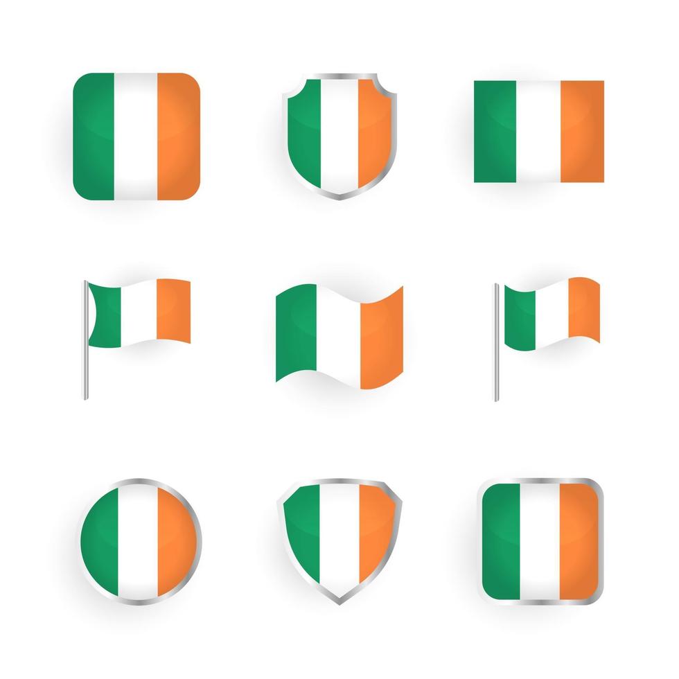 conjunto de ícones de bandeira da irlanda vetor