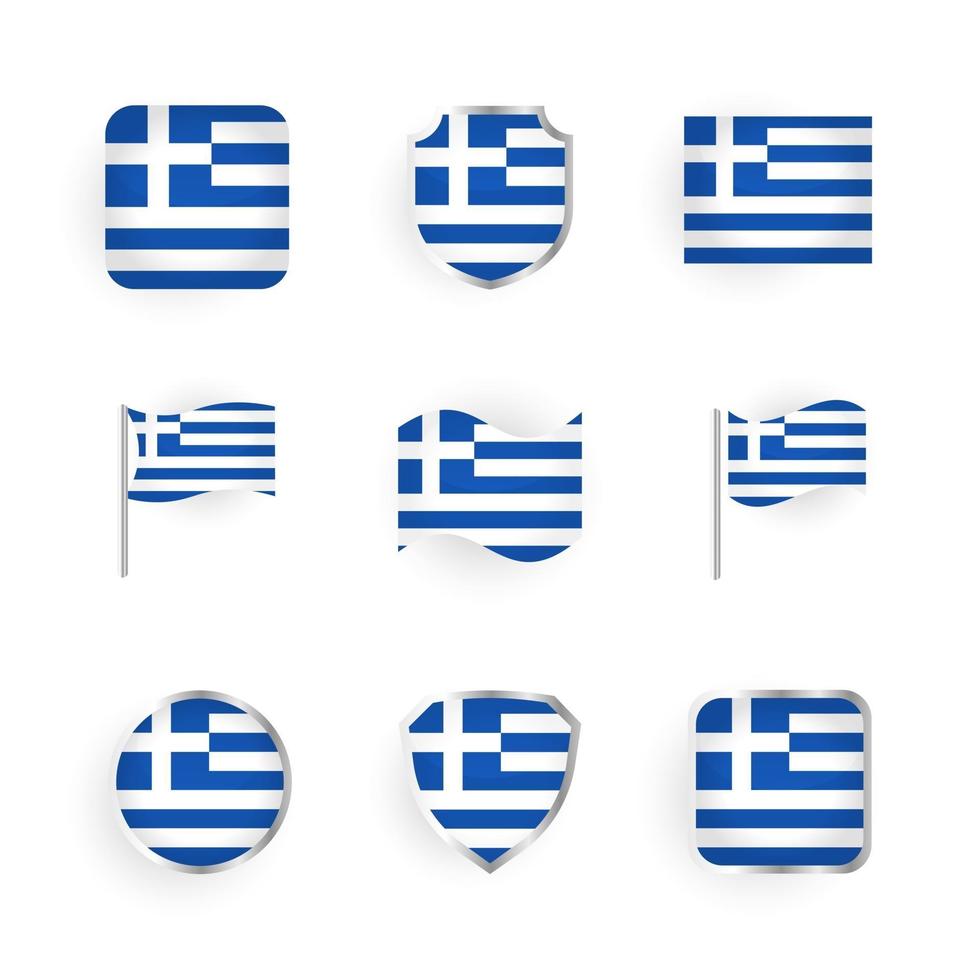 conjunto de ícones de bandeira da grécia vetor