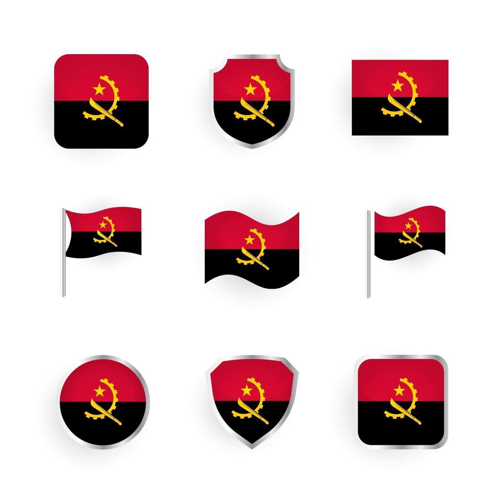 conjunto de ícones da bandeira de angola vetor