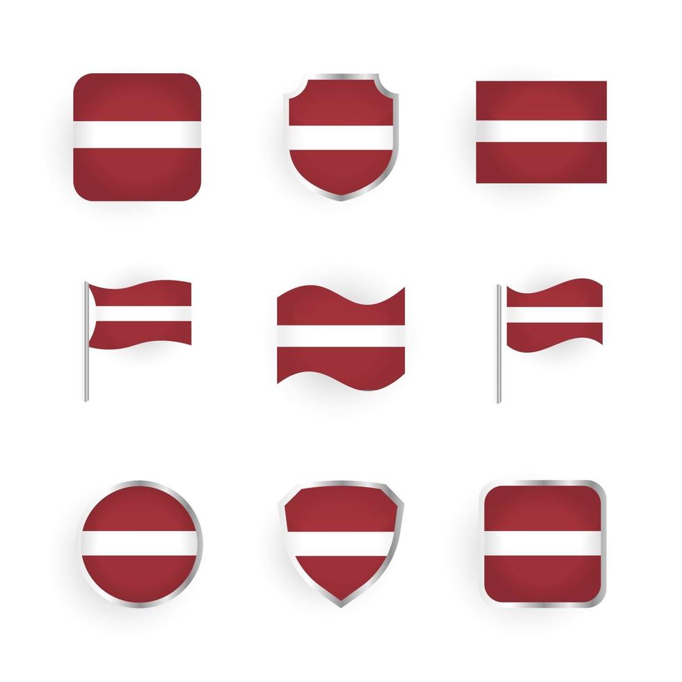 conjunto de ícones de bandeira da letónia vetor