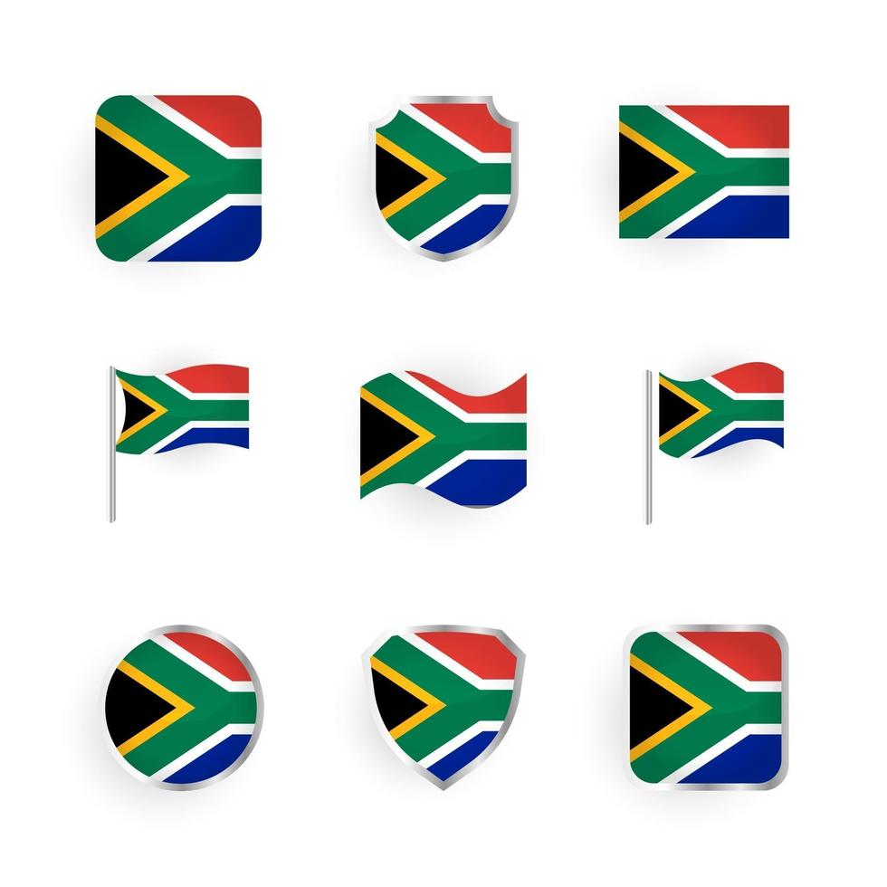 conjunto de ícones de bandeira da áfrica do sul vetor