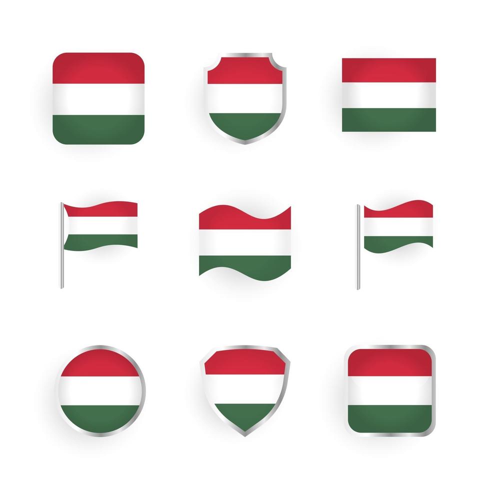conjunto de ícones da bandeira da hungria vetor