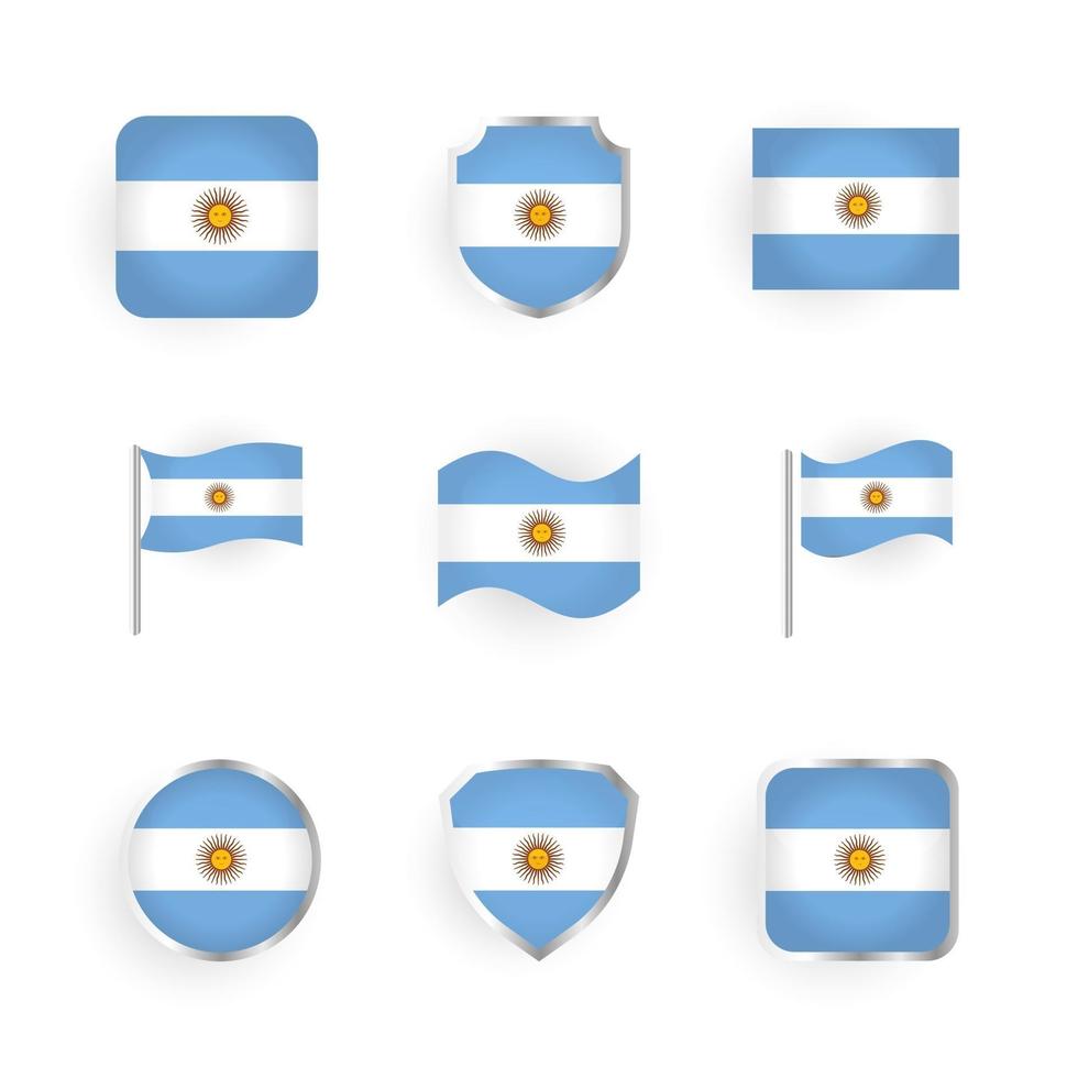 conjunto de ícones da bandeira da argentina vetor