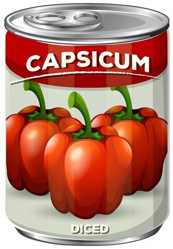 Uma lata de capsicum em cubos vetor