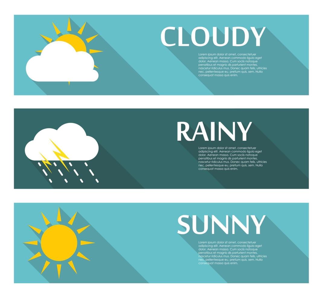 banners meteorológicos com sol e lua em estilo simples vetor
