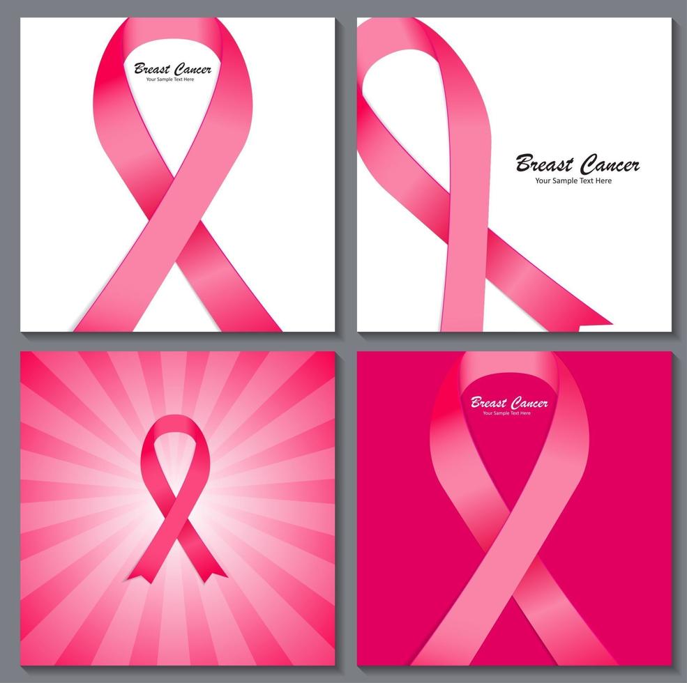 coleção de fundo de fita rosa de conscientização de câncer de mama vetor