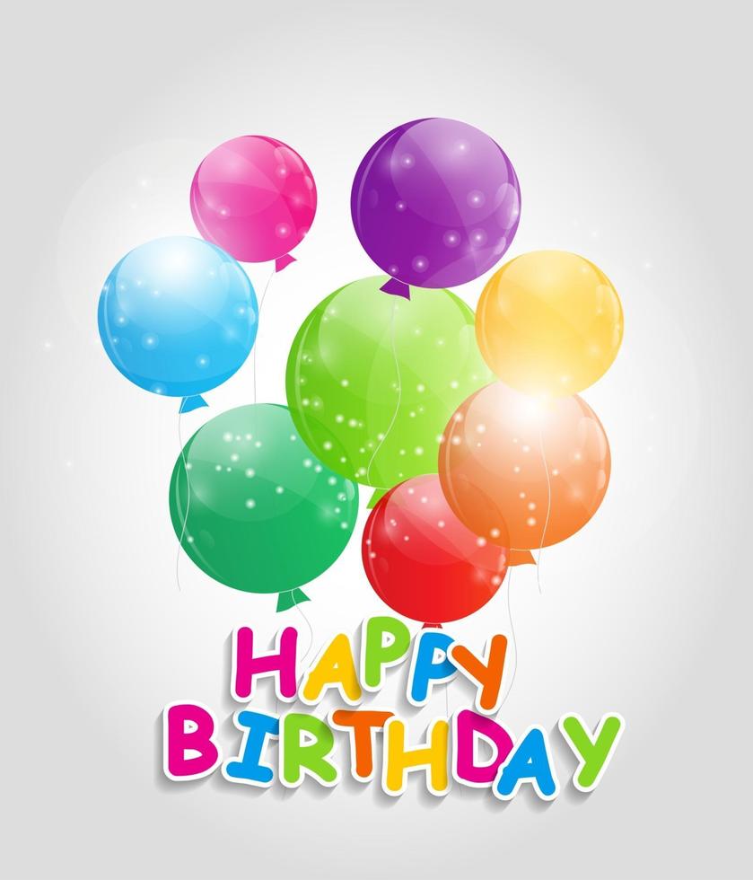 balões coloridos brilhantes feliz aniversário fundo vector illustrat