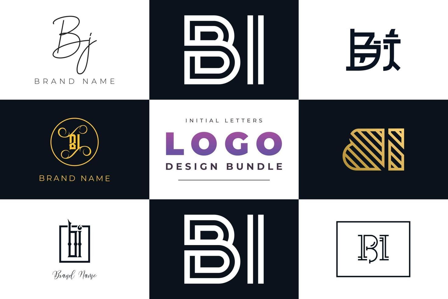 conjunto de design de logotipo bi de letras iniciais de coleção. vetor