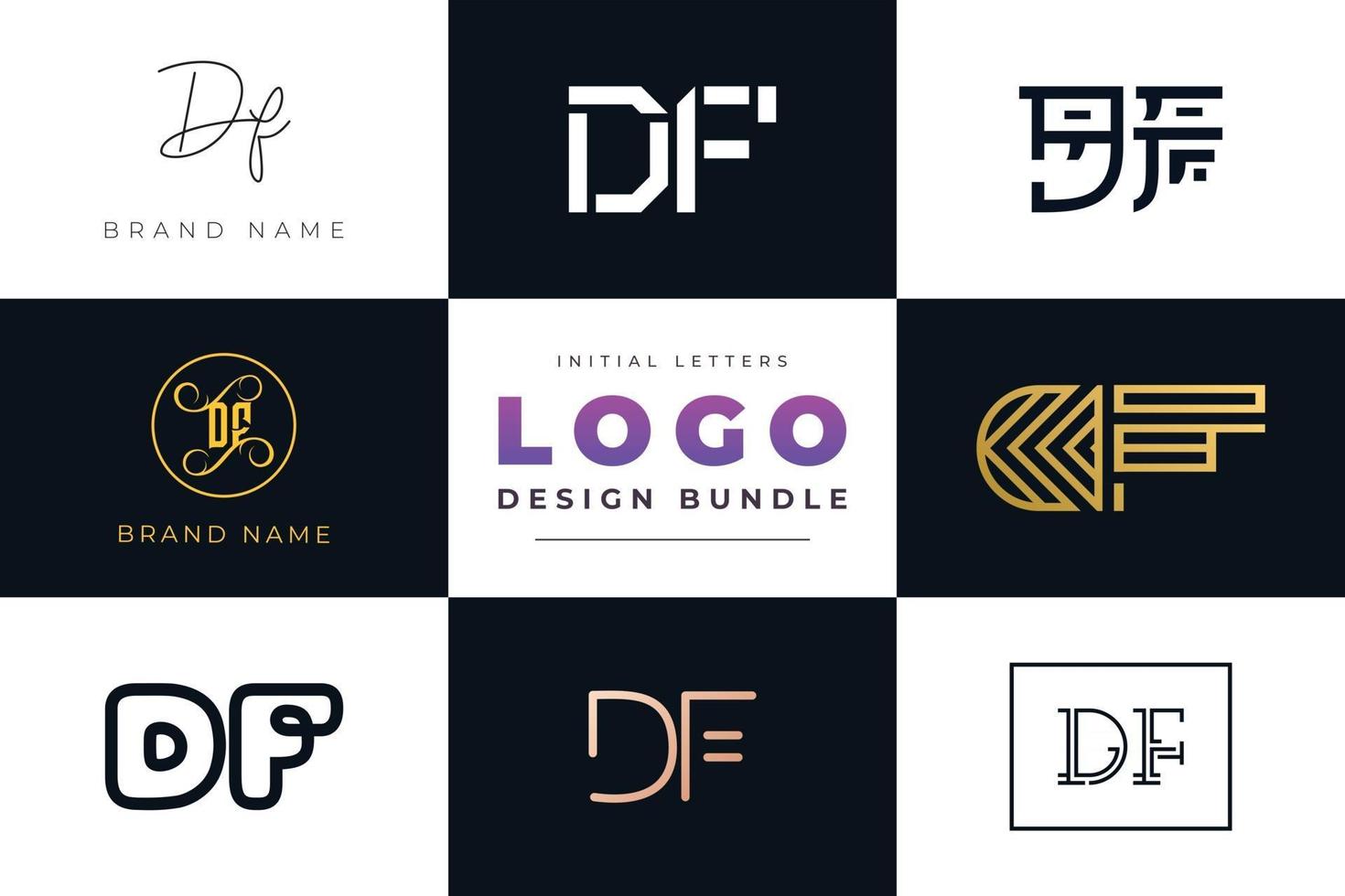 conjunto de design de logotipo de df de letras iniciais de coleção. vetor