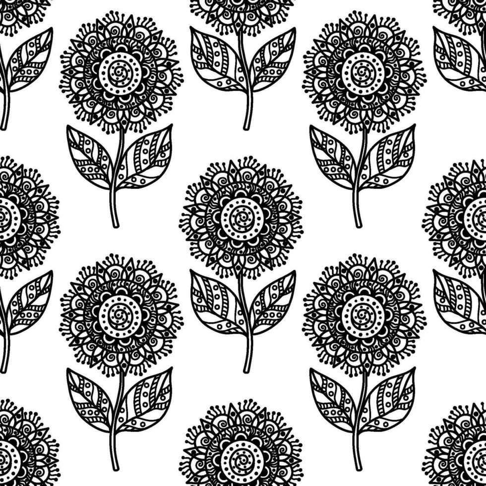 desatado padronizar com mandala flores lindo Preto e branco floral mandala elemento. estoque vetor ilustrações para a Internet e impressão, têxteis, fundos, papeis de parede e invólucro papel.