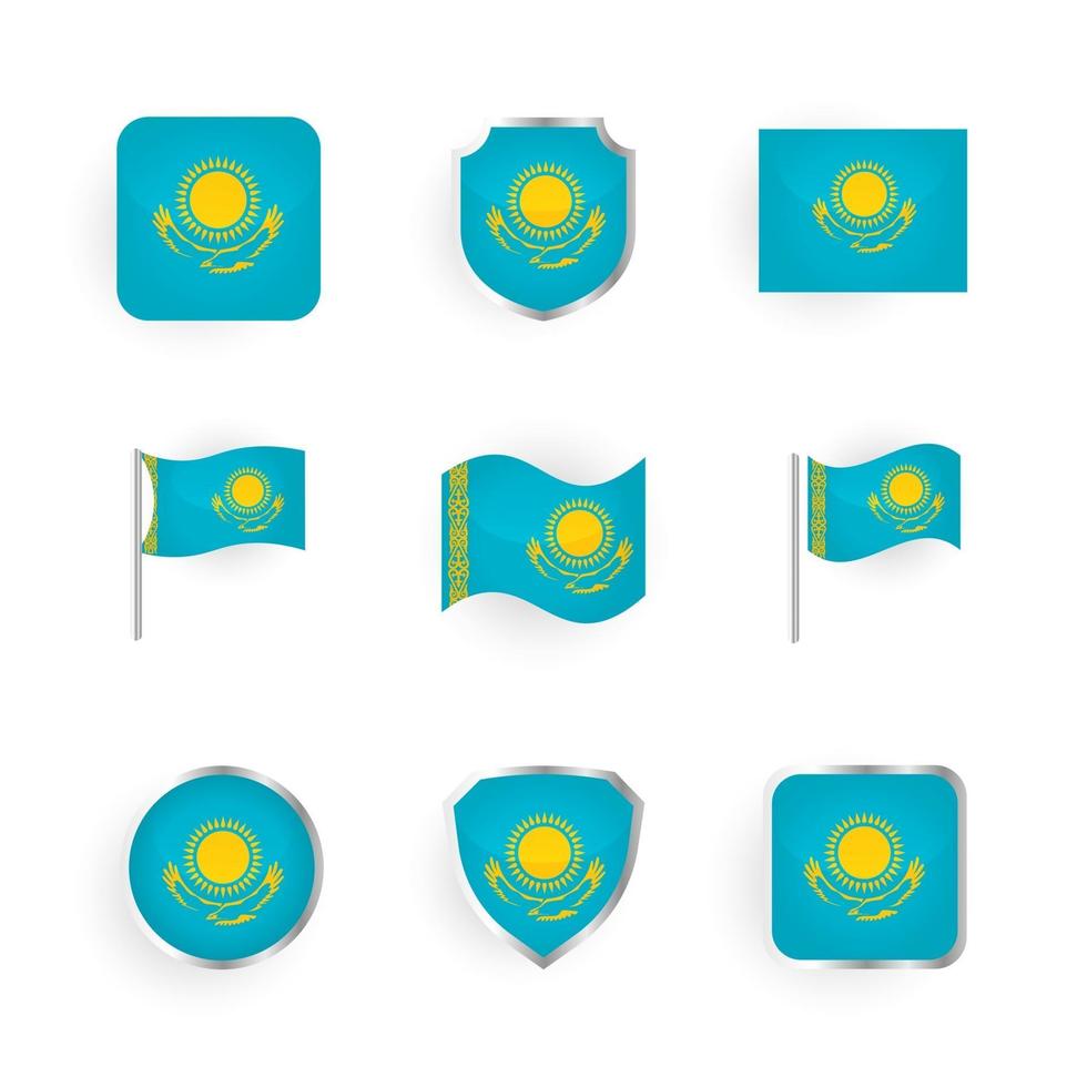 Conjunto de ícones de bandeira do Cazaquistão vetor