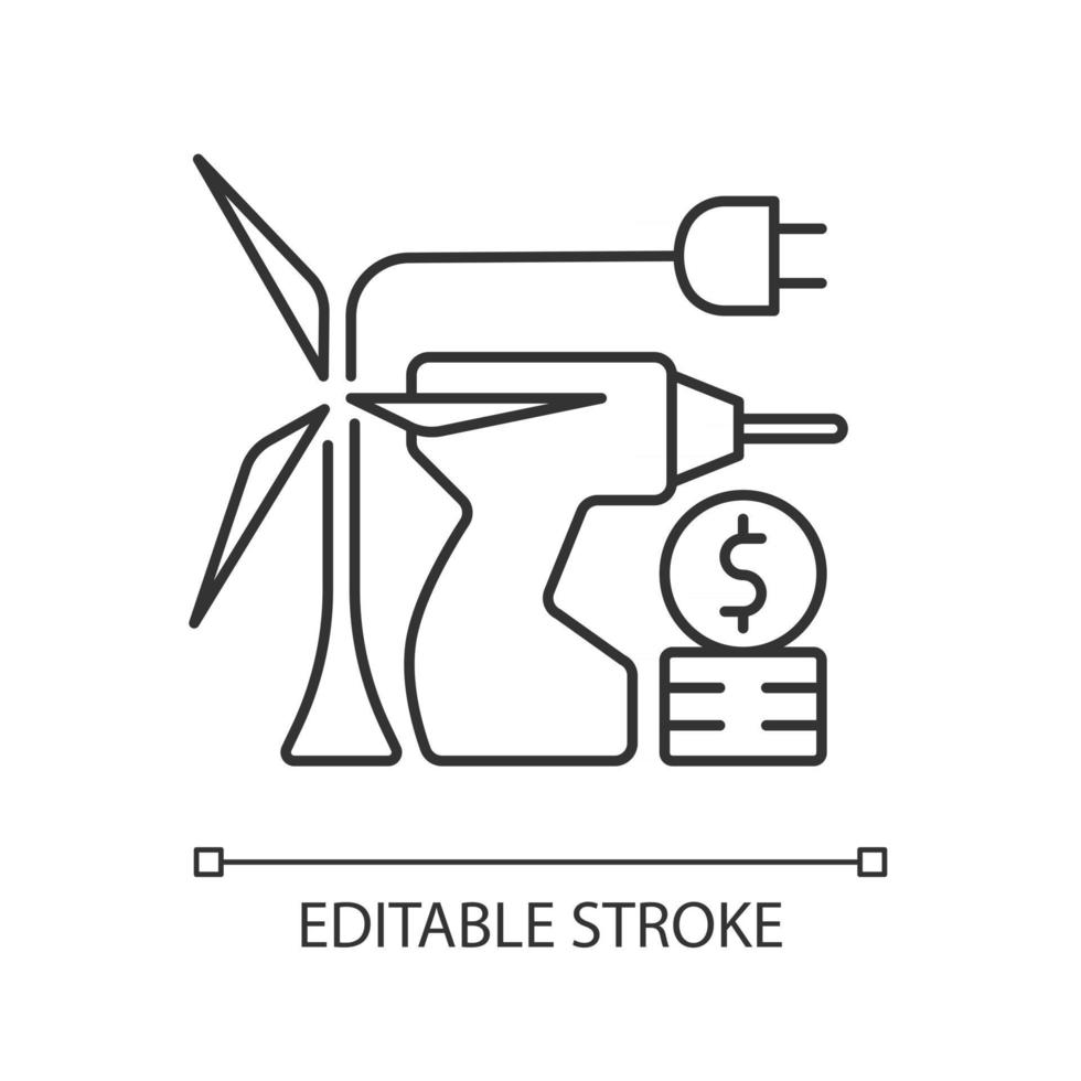 ícone linear de preço de instalação de equipamento de energia vetor