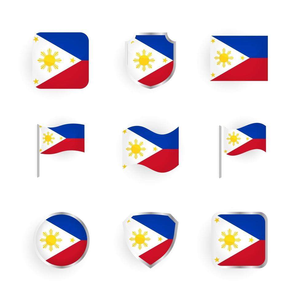 conjunto de ícones de bandeira das Filipinas vetor