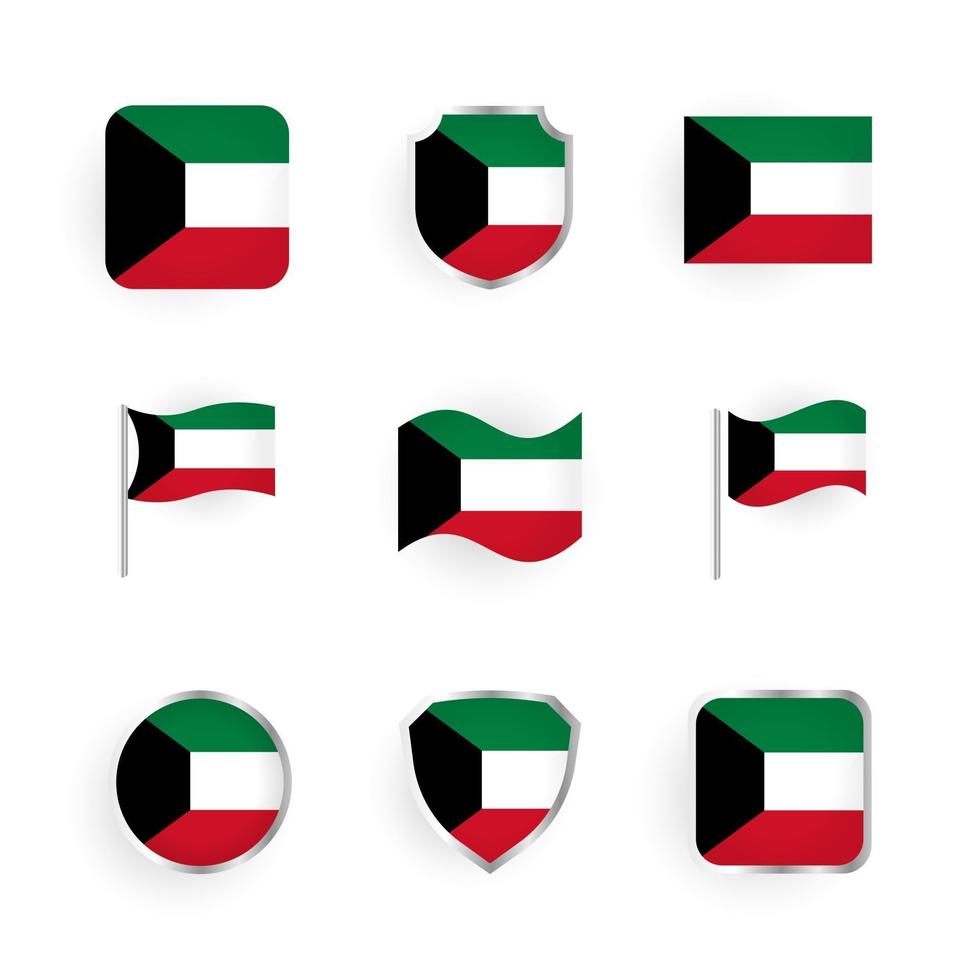 conjunto de ícones de bandeira kuwait vetor