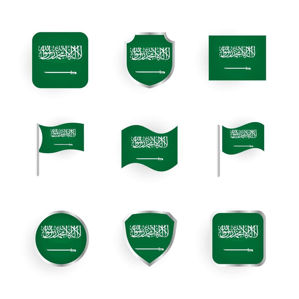 Conjunto de ícones de bandeira da Arábia Saudita vetor